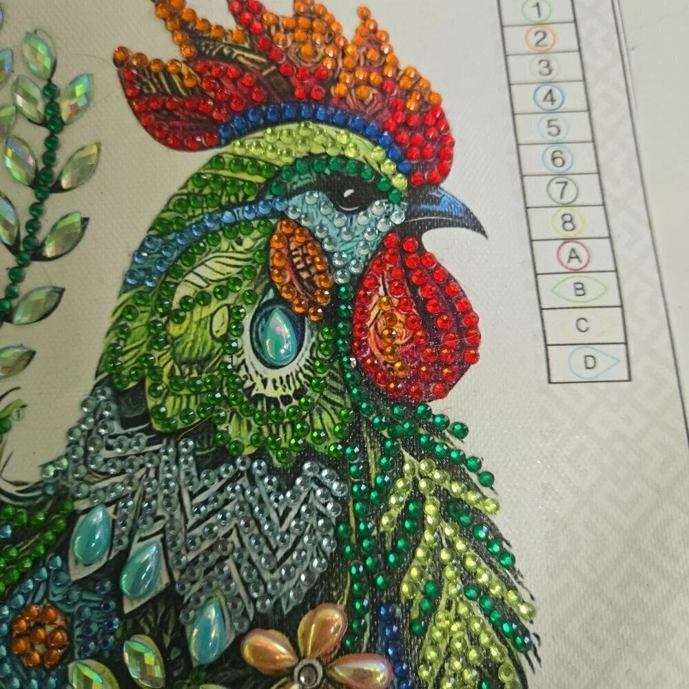 Completed Diamond Art Picture Rooster Size 9.8